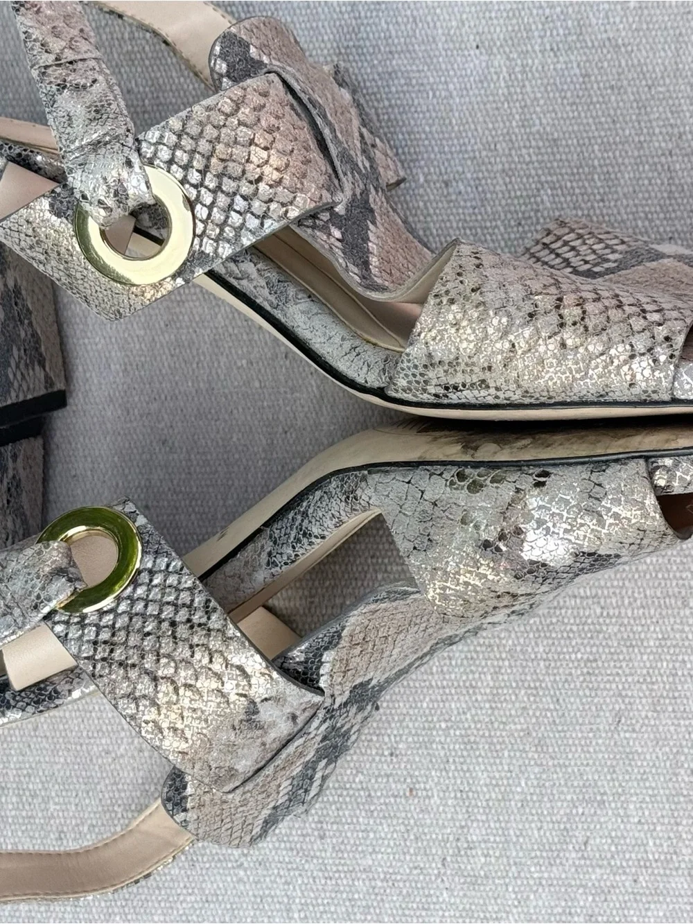 Cole Haan Metallic Snake-Print Slingback Sandals - Neutral Tones